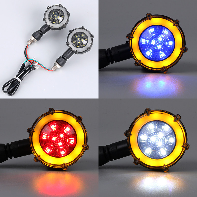 オートバイ用渦巻き型LEDウインカー、オフロード車用アクセサリー、コーナリングライト、12V水平方向ウインカー、3線式改造