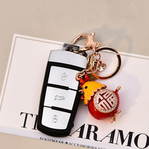Chinese style twelve Zodiac Rooster keychain chicken car key chain bag pendant men and women tide high-grade ins