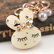 Cute Crystal car key chain jewelry pendant rabbit keychain female exquisite fairy hanging jewelry ins Net Red