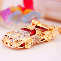 Creative Crystal car model keychain womens bag pendant key chain mens bag mini sports car jewelry Tide brand net red