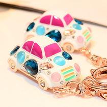 South Korea Zircon Crystal Beetle Car Key Clock Lady Key Chain Fashion Bag Accessories