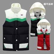 Áo phao cotton Hàn Quốc áo vest đen trùm đầu