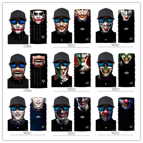 Clown Joker realistic seamless scarf set multi-functional outdoor riding fishing mask 3D face magic headscarf