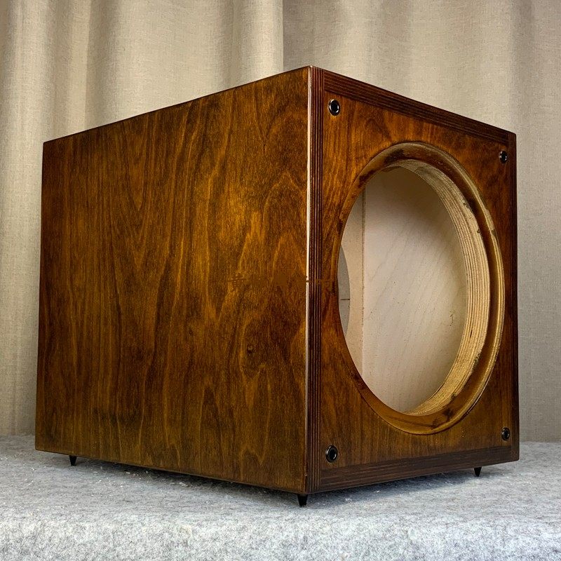 stained subwoofer box