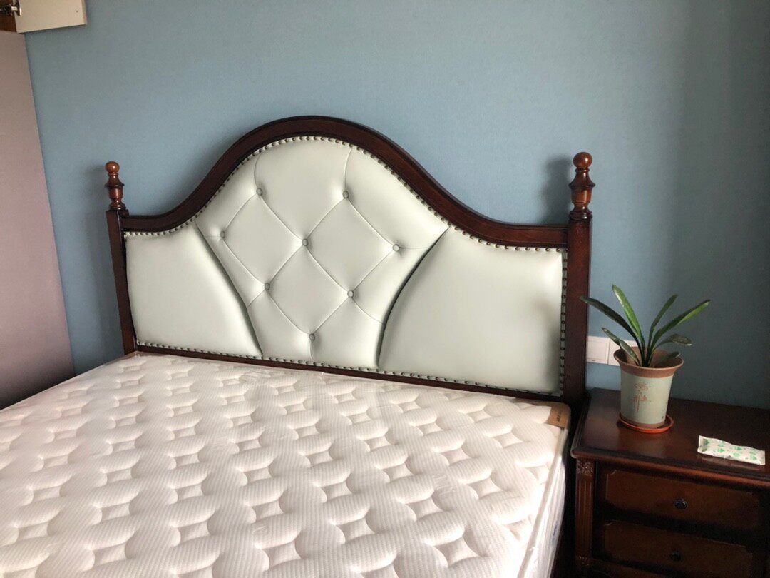 Sioux City Impression Furniture Small American Bed Simple Retro Soft Bag Walnut Color High Box Storage Bed Suzhou Factory Direct Sales