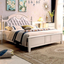  Pure solid wood simple modern American bed 1 5 meters 1 8 Korean pastoral white shelf bed Luxury wedding double bed