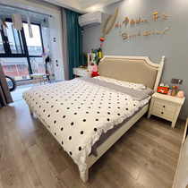  American solid wood bed White modern minimalist bed Master bedroom cloth backrest 1 8M meter air pressure high box storage storage bed