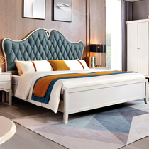  Light luxury style Modern simple soft package solid wood bed Double bed wedding bed Beech master bedroom furniture 1 5 1 8 meters