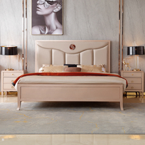  Siucheng impression furniture Light luxury simple modern pure solid wood Beech bed fashion champagne gold double bed 1 5 meters 1 8