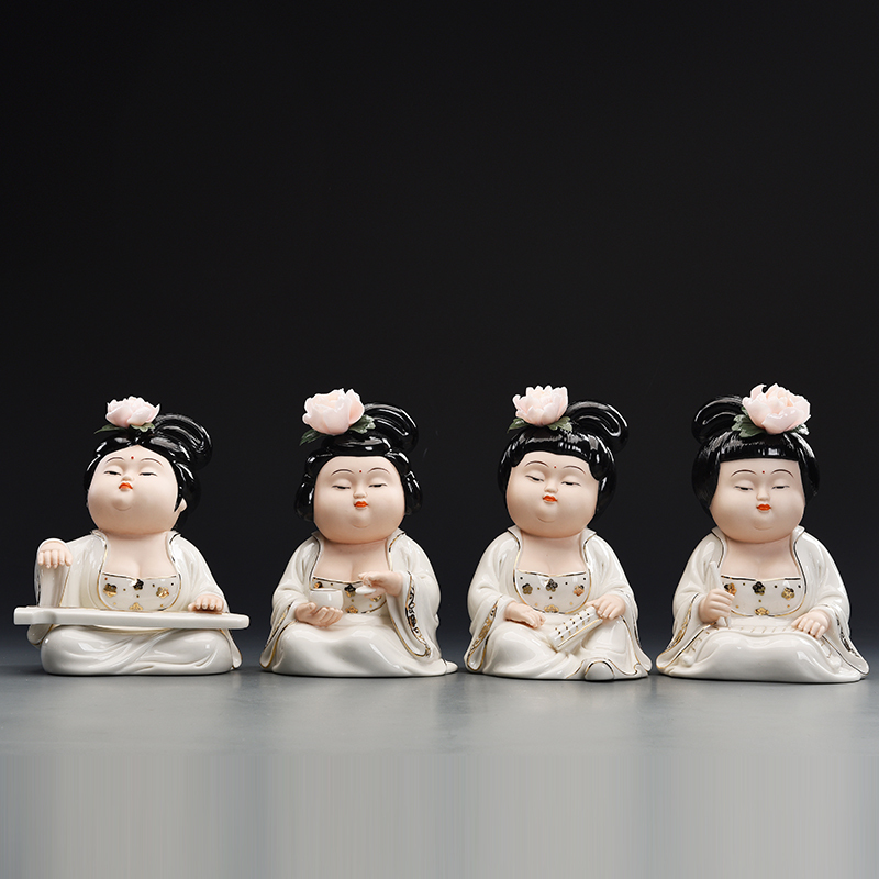 Chinese-Style Classical Tang Dynasty Lady Ceramic Figurine Ornaments for Living Room Tv Cabinet, Wine Cabinet, and Display Shelf Home Decorations