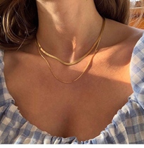 European and American style minimalist snake bone chain necklace necklace choker womens summer texture titanium steel does not fade clavicle chain simple and thin