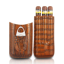 Cigar leather cover with cigar scissors High price-performance utility model Cigar leather cover