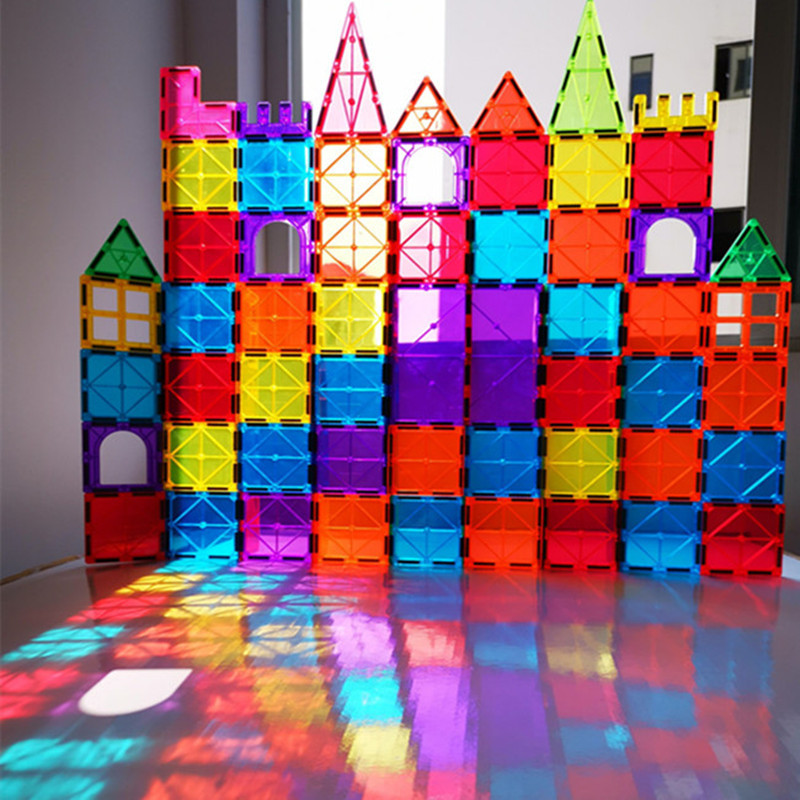 Color window pure magnetic bulding blocks variable slide ball magnet assembly track pipe magnet puzzle boys and girls