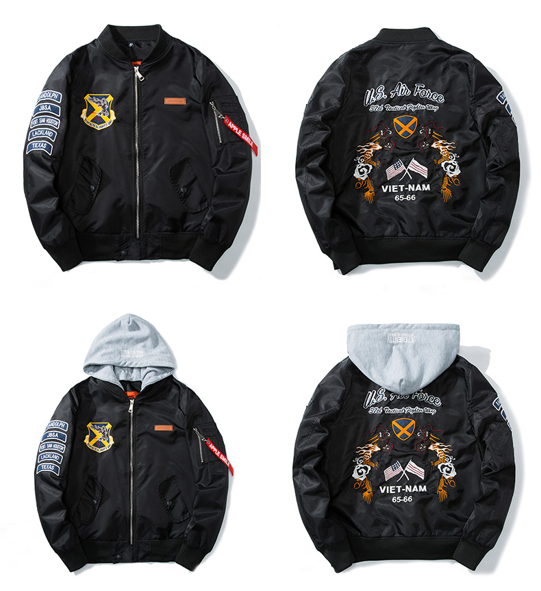 Mùa thu và mùa đông dày áo khoác bomber nam và nữ thủy triều áo khoác cotton trùm đầu phù hợp với những người yêu thích không khí thêu đồng phục bóng chày áo khoác nữ