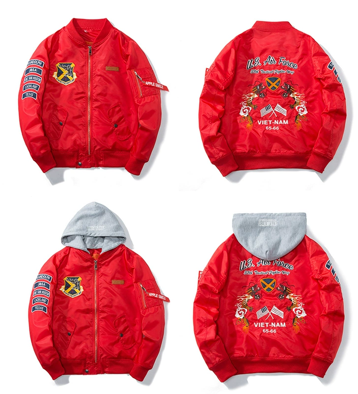 Mùa thu và mùa đông dày áo khoác bomber nam và nữ thủy triều áo khoác cotton trùm đầu phù hợp với những người yêu thích không khí thêu đồng phục bóng chày đồ đôi nam nữ đẹp