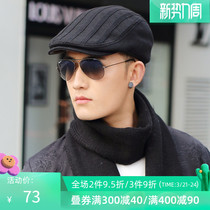 Hat Male Winter Korean version Chauded 100 lap black Duck Tongue Cap Autumn Winter Knit Wool Cord Cap Forward Cap Casual Beret