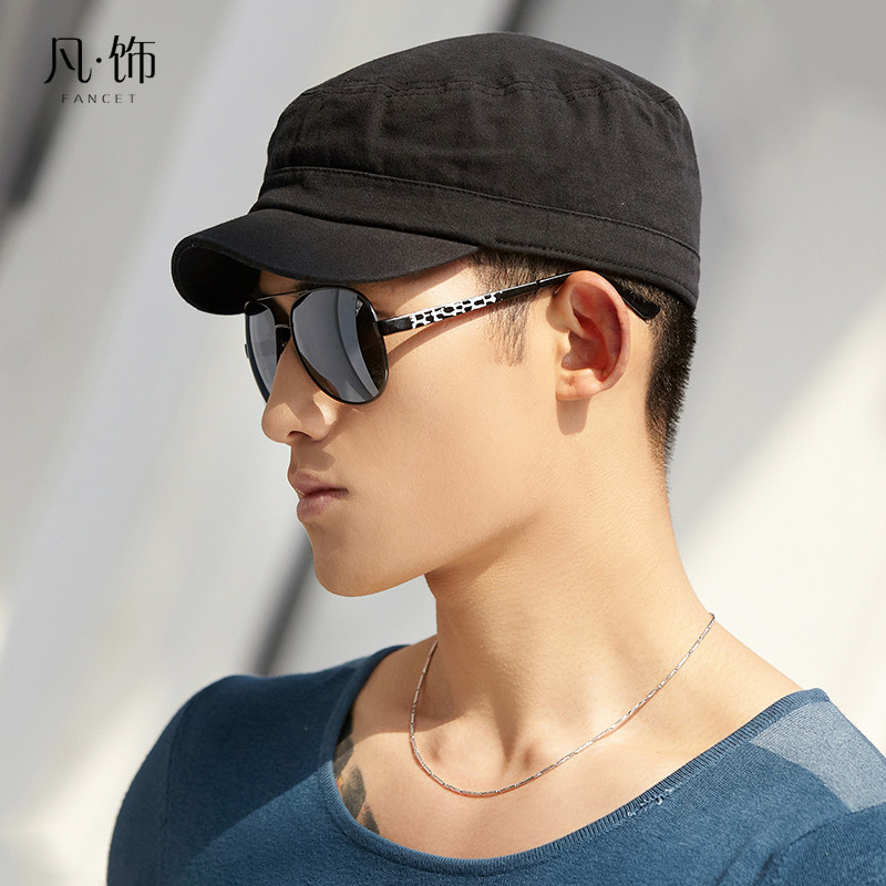 Fancet Decoration Hat Men's Summer Sun Hat Hood Large Head Circumference Casual Flat Top Hat Pure Cotton Short Eatery Duck Tongue Cap Winter-Taobao