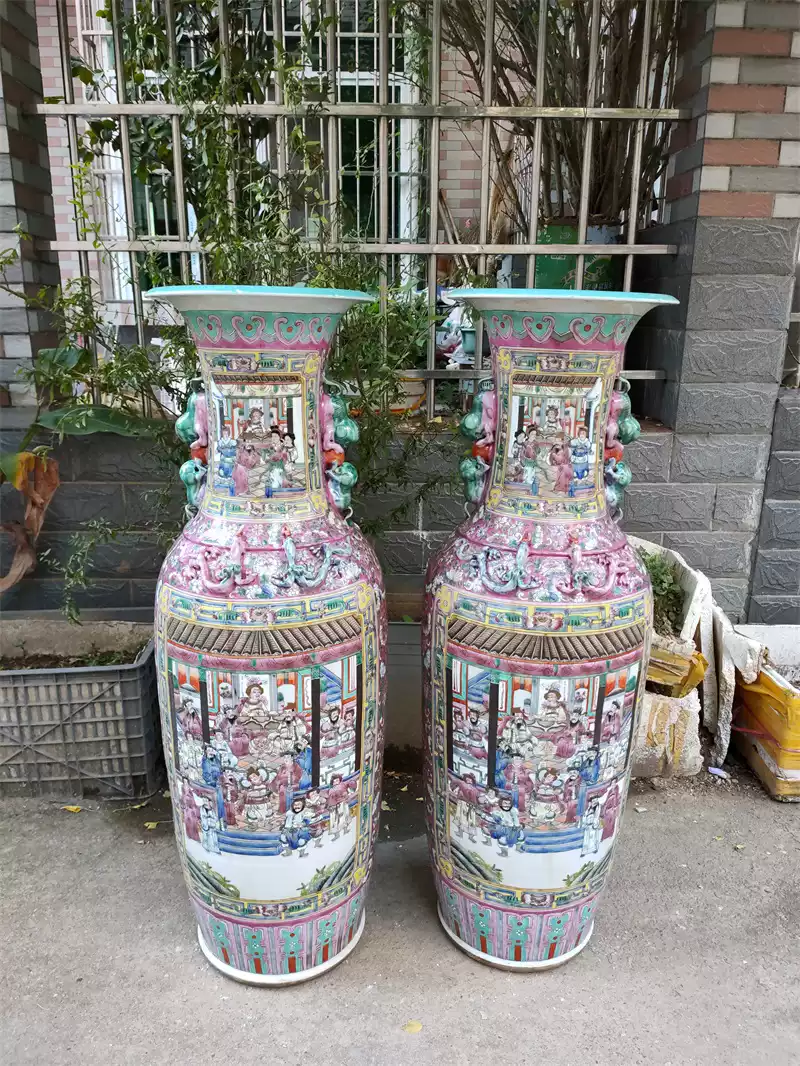 中国古玩 大清同治年製 粉彩人物図獣耳花瓶 2025年最新】大清同治年製