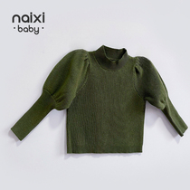 NAIXIBABY | 5 Colors Available In Baby Bubble Sleeve Knit Top For Girls Cashmere Sweater