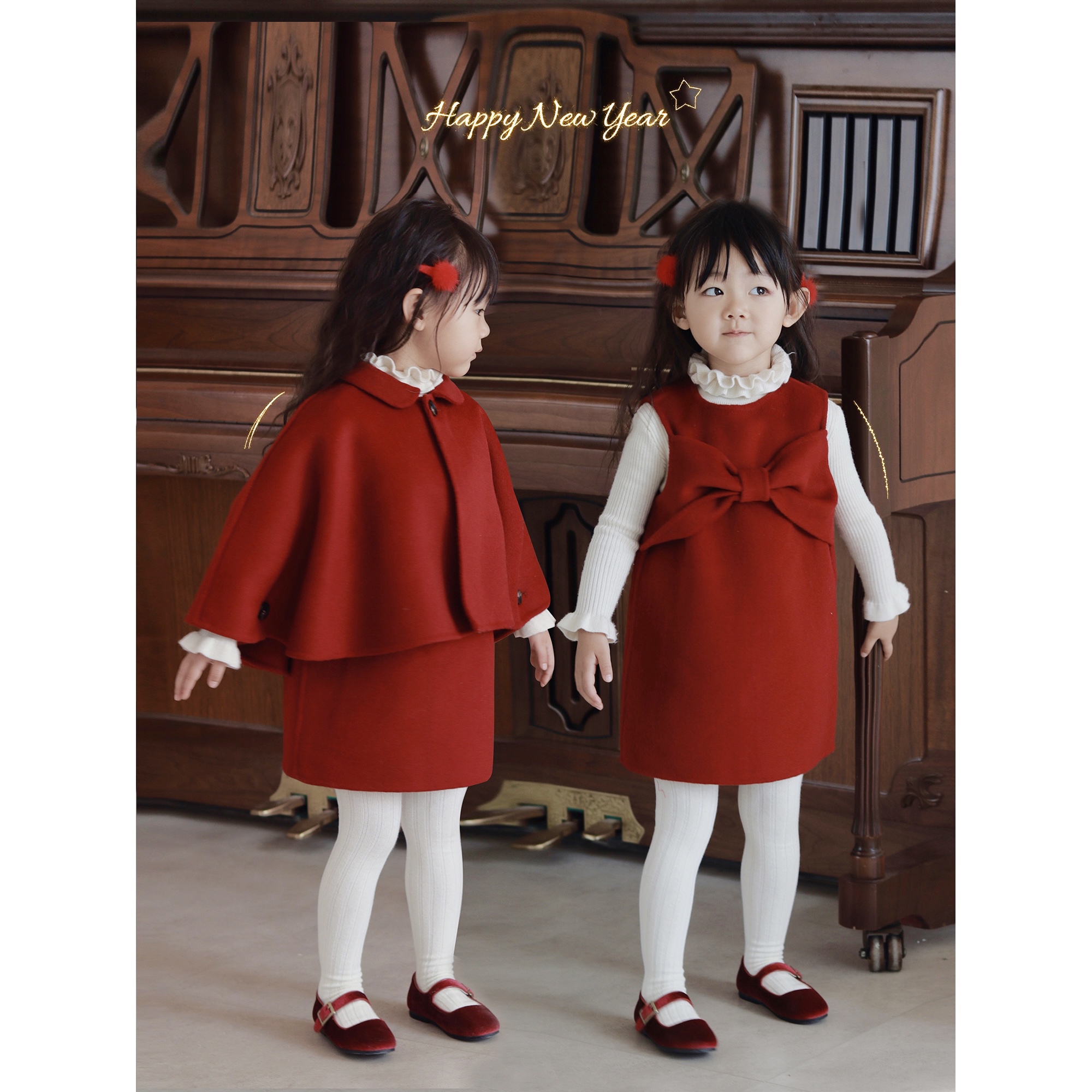 NAIXIBABY | New Year's Eve Entrance Girl Temperament Wool Handmade Bifacial Cloak Vest Skirt of the Year-Taobao