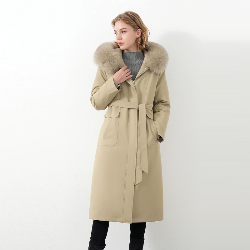 Women's Goose down Jacket 2025 New Style Detachable Liner Over-The-Knee Long down Coat with Fox Fur Collar Winter Outerwear