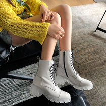 2022 spring new women shoes genuine leather transparent crystal bottom thick bottom heightening Martin boots rough heel Inn wind short boots