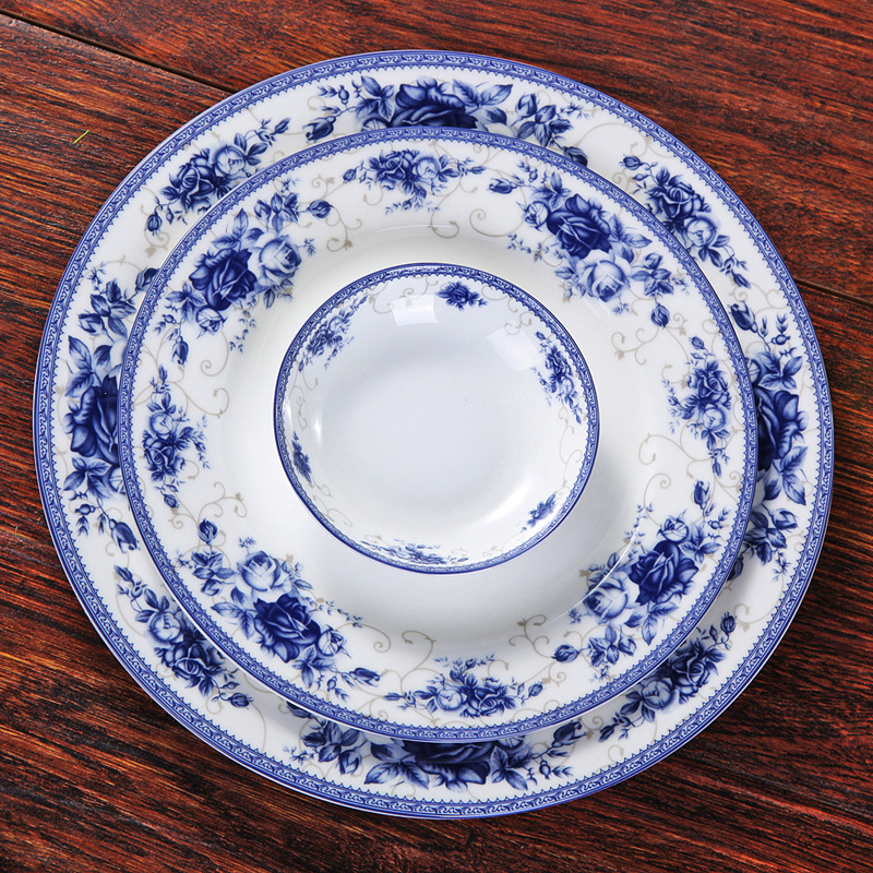 Gardenia household ipads jingdezhen porcelain tableware suit small bowl plates spoon to talk on the free collocation with microwave