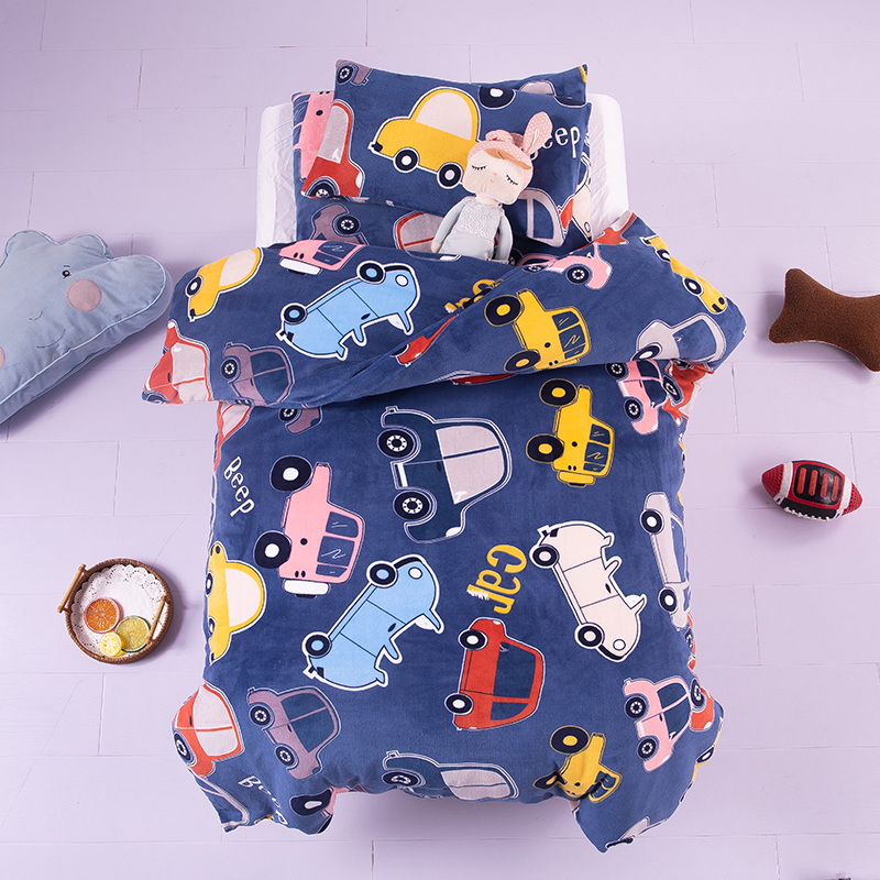 Children's kindergarten nap quilt baby coral velvet three-piece set Falai velvet six-piece double-sided plus velvet quilt cover