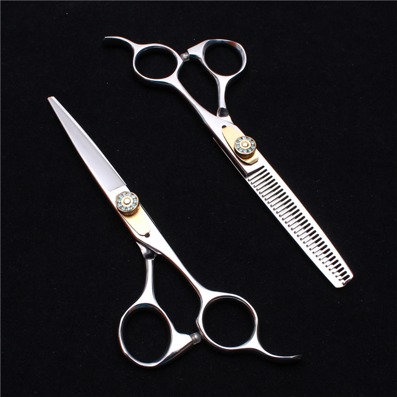 Haircut hair scissors 6 inch straight handle hair scissors hair hall specialized flat cut blue cut blue drill cut hair cut Liu sea thin cut