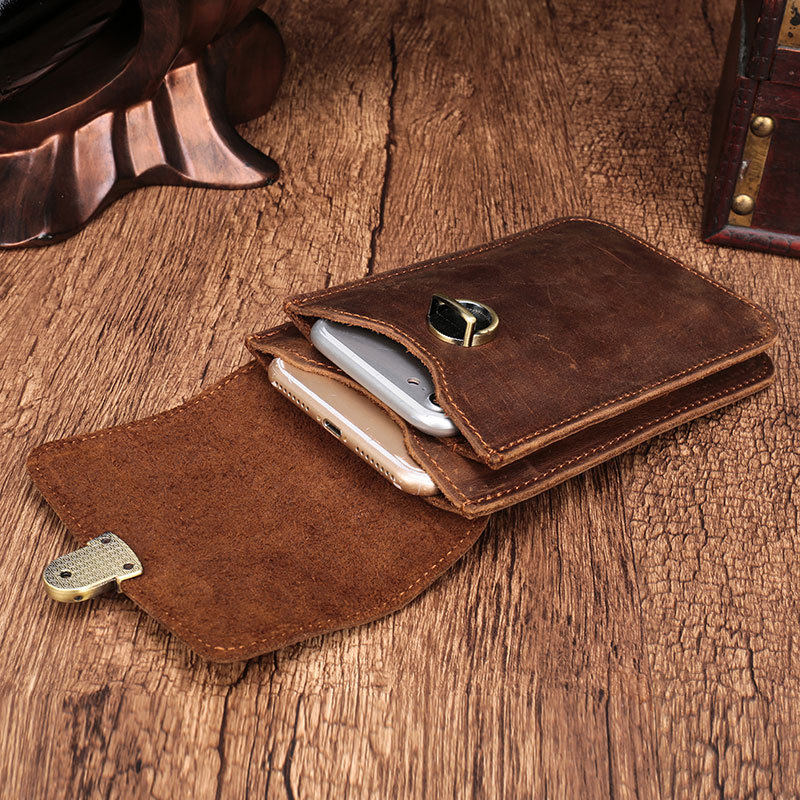 Mobile phone bag men hang his belt bag 7 inches small mobile phone belt belt belt male waist bag insane horse skin