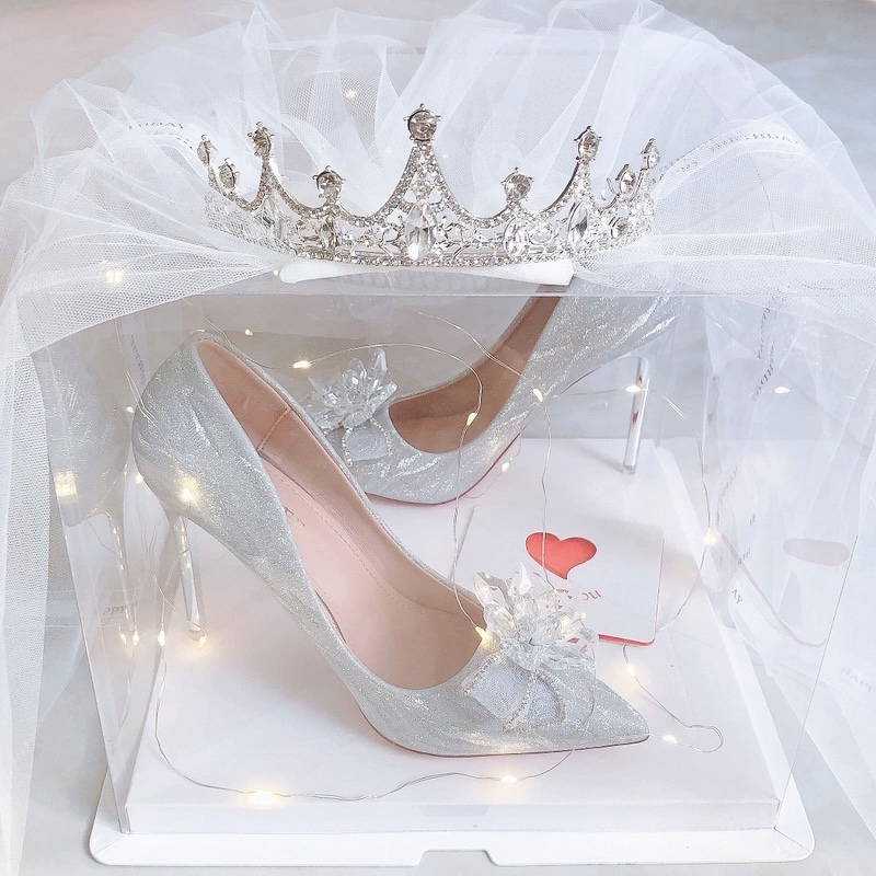 New Style Stunning High Heels 18Th Birthday Crystal Shoes Elegant Stiletto Shoes Bride Matching Wedding Dress Wedding Shoes