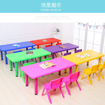 Kindergarten childrens plastic table and chair set early education center baby eating school writing backrest rectangular table home