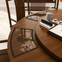 Chinese fan-shaped soft glass placemat waterproof and oil-proof no-wash PVC round table crystal insulation mat translucent tableware mat