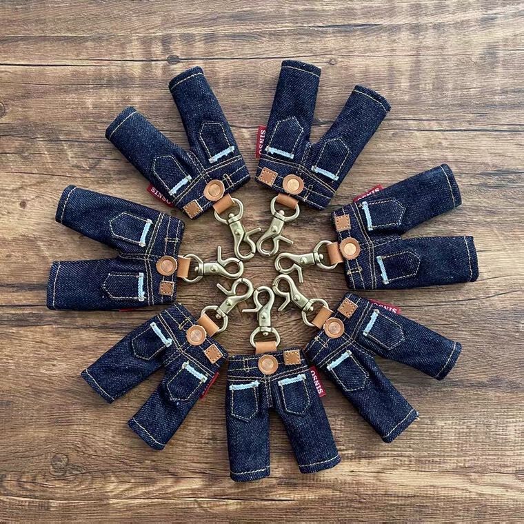 Sinso Original Color Denim Mini Jeans Key Pendant Retro Keychain Sinso Original Color Denim Mini Jeans Key Pendant Retro Keychain