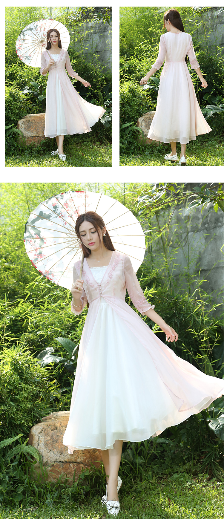 Mùa hè 2019 mới văn học retro phụ nữ thêu với một chiếc áo vest không tay váy trắng hoang dã - Sản phẩm HOT váy dự tiệc