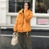 2018 áo khoác mới sang trọng màu đỏ xuống bông pad phụ nữ mùa đông oversize Dongdaemun dịch vụ bánh mì ngắn in