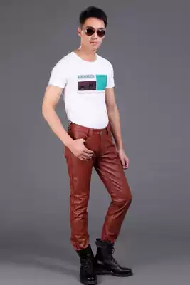 Original design custom-made calfskin slim-fit plus velvet thickened warm leather pants men's motorcycle riding windproof leather pants