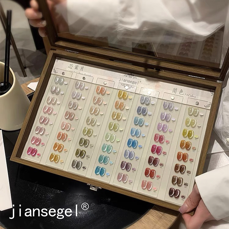 Simple Color 56 Color Core Fence Moon Nail Polish Set New Spring and Summer Popular Color Porcelain White Glass Beads Cat Eye Nail Salon Use