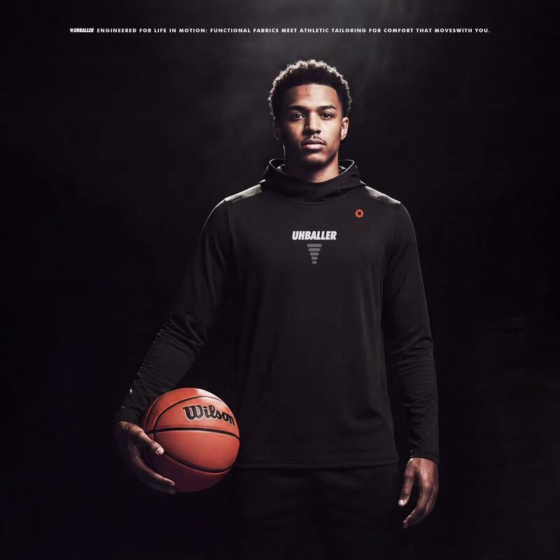 Uhballer American Basketball Training Hoodie Hooded Shooting Jersey Quick-Drying High-Elastic Long-Sleeved T-Shirt Sports Fitness Men