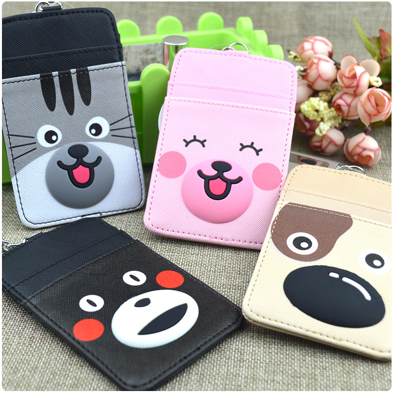 South Korea cute cartoon transportation bus card set keychain access control student meal card card bag key ring lanyard card bag