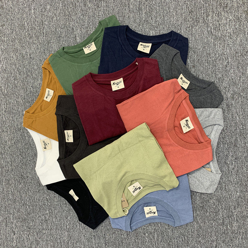 This soft and comfortable foreign trade men's clothing factory cut label tails washed and brushed casual short-sleeved T-shirt tops