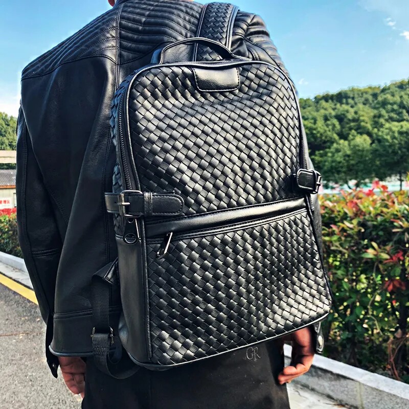 Cleaning - up grade cost - effective works rarely hand - woven high wear - resistant PU material light luxury shoulder backpack