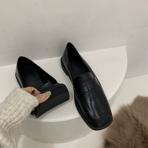软皮软底复古小皮鞋女学生2022秋款百搭乐福鞋仙女方头单鞋女平底