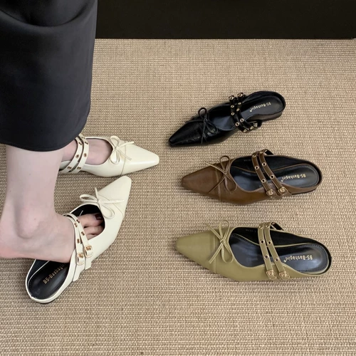 Тапочки, обувь, туфли с заостренным носом, слайдеры, французский стиль