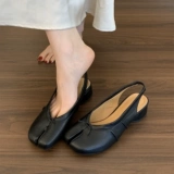 Нишевые дизайнерские туфли с раздельным носком для женщин, весна-лето 2025, балетки, сандалии на толстом каблуке и носке, пустые одиночные туфли на среднем высоком каблуке сзади