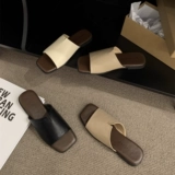 Летние тапочки, обувь для выхода на улицу, пляжные слайдеры, коллекция 2023, французский стиль, пляжный стиль