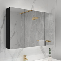 Nordic solid wood bathroom mirror cabinet combination wall-mounted simple toilet mirror box with lights toilet mirror with storage