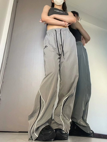 Быстросохнущие дорожные ретро тонкие штаны подходит для мужчин и женщин для отдыха, в американском стиле, свободный прямой крой