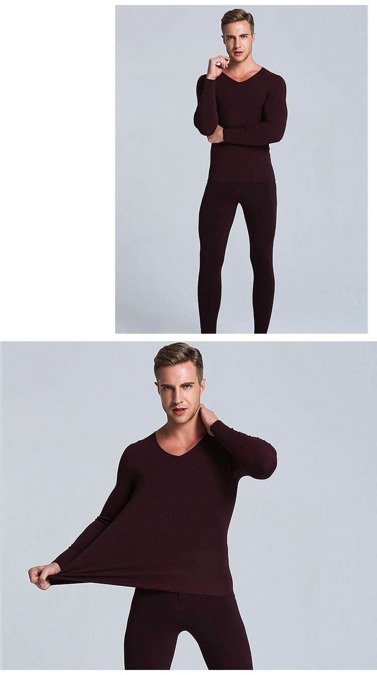 Bộ đồ lót nhiệt nam T-shirt 2018 mùa đông sản phẩm mới cắt miễn phí không có dấu vết của sợi đốt nóng V-cổ đồ lót nam dày
