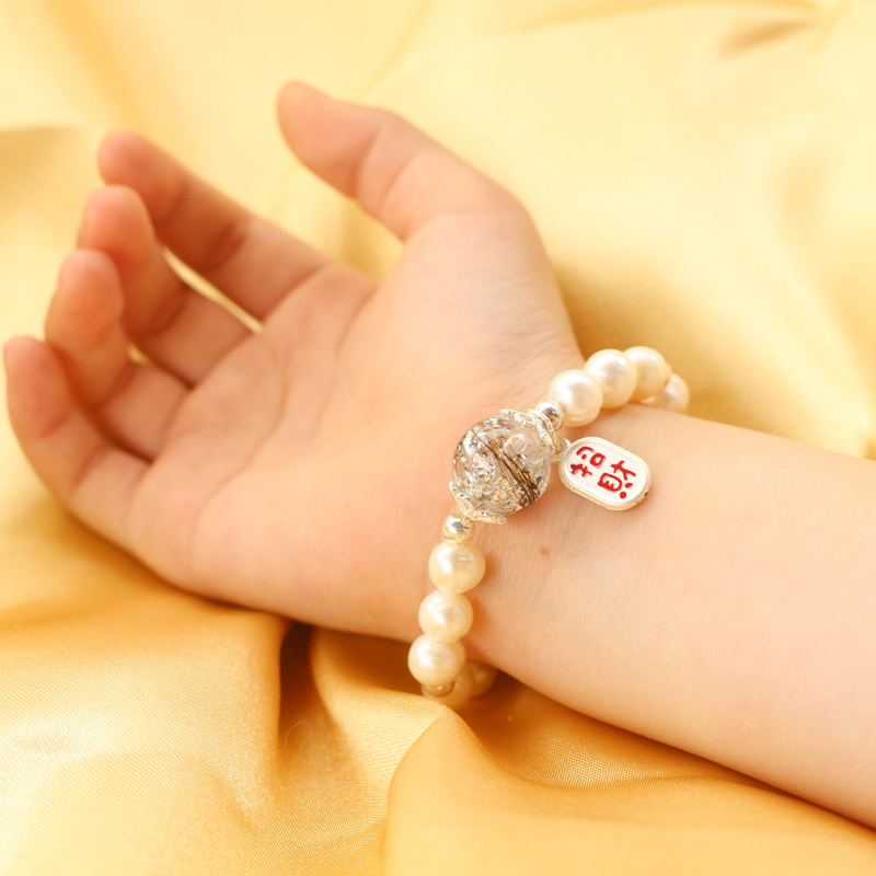 Baby souvenir diy homemade crystal gel pearl bracelet pendant sterling silver bracelet baby fetal hair material pendant